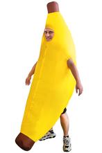 KIMU® Opblaas Kostuum Banaan Pak Opblaasbaar Pak Bananenpak, Carnaval, Nieuw, Overige maten, Ophalen of Verzenden