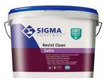 Sigma Resist Clean Satin - Wit - 10 liter (MUURVERF LATEX), Wit, Nieuw, Ophalen of Verzenden, Verf