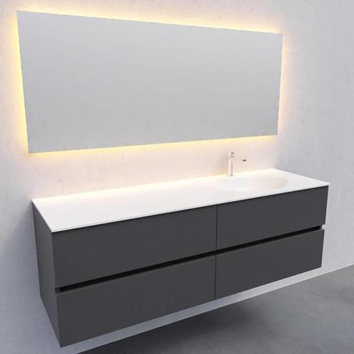 Badkamermeubel Solid Surface AQS Stockholm 150x46 cm Rechts, Huis en Inrichting, Badkamer | Badkamermeubels, Ophalen of Verzenden