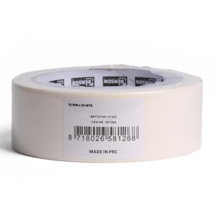 Benson Afplaktape - Strakke Verflijnen - 35 mm x 25 m - Wit, Doe-het-zelf en Verbouw, Schildersmaterialen, Nieuw, Ophalen of Verzenden
