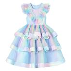 Prinsessenjurk - Luxe Unicorn jurk - Blauwe regenboog, Kinderen en Baby's, Ophalen of Verzenden, Nieuw