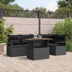 vidaXL Tuin Sofa Set met opslag 6 pcs Zwart Poly riet, Verzenden, Nieuw, Rotan