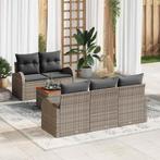 vidaXL Tuinbankenset met kussen 6 pcs Grijs poly rattan, Tuin en Terras, Tuinsets en Loungesets, Verzenden, Nieuw, Rotan