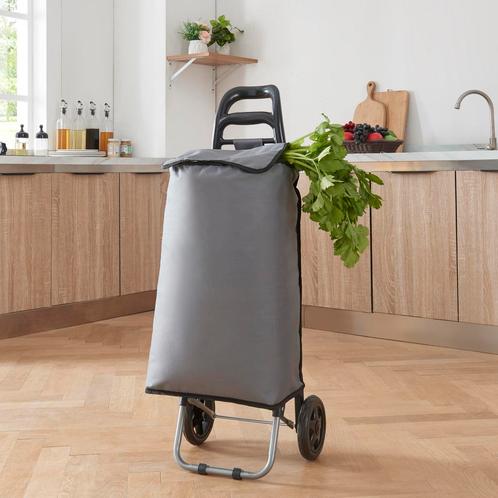 [en.casa] Boodschappentrolley Aaby 95,5x35x29 cm donkergrijs, Huis en Inrichting, Keuken | Keukenbenodigdheden, Nieuw, Verzenden
