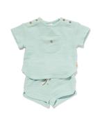 HEMA Newborn kledingset shirt en short mousseline groen, Kinderen en Baby's, Nieuw, Verzenden