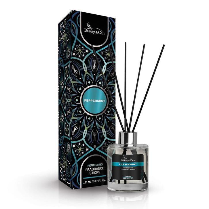 Beauty & Care Pepermunt geurstokjes 150 ml.  new, Huis en Inrichting, Badkamer | Badtextiel en Accessoires, Overige typen, Zwart