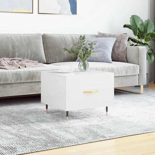 vidaXL Salontafel 50x50x40 cm bewerkt hout hoogglans wit, Huis en Inrichting, Tafels | Salontafels, 50 tot 100 cm, Nieuw, Overige houtsoorten