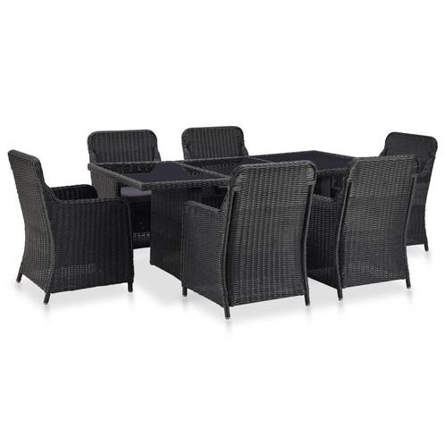 vidaXL 7-delige Tuinset poly rattan zwart, Tuin en Terras, Tuinsets en Loungesets, Tuinset, Nieuw, 6 zitplaatsen, Rotan, Verzenden