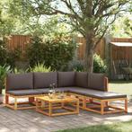 vidaXL 6-delige Loungeset met kussens massief acaciahout, Verzenden, Nieuw, Hardhout, Loungeset