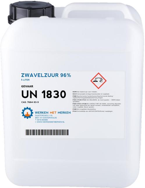 Wmm Chemie Zwavelzuur 96 ontstopper 5 liter, Doe-het-zelf en Verbouw, Overige Doe-het-zelf en Verbouw, Nieuw, Verzenden