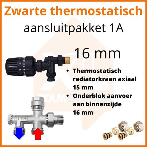 Eco 4 Zwarte thermostatisch M30 aansluitpakket 1A t.b.v. 16, Doe-het-zelf en Verbouw, Verwarming en Radiatoren, Radiator, Nieuw