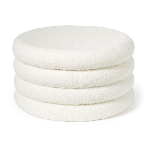 Teddy poef gelaagd xl - wit - ø55x32 cm, Huis en Inrichting, Banken | Voetenbanken en Poefen, Verzenden