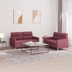 vidaXL 2-delige Loungeset met kussens stof wijnrood, Huis en Inrichting, Verzenden, Nieuw, Vierpersoons of meer, Stof