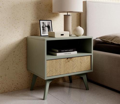Nachtkastje groen 54x38x54 cm met lade, Huis en Inrichting, Slaapkamer | Nachtkastjes, Nieuw, Verzenden