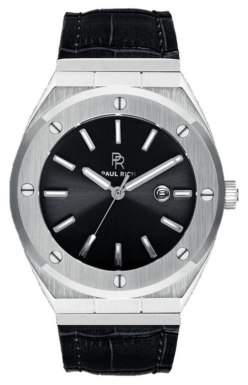 Paul Rich Signature Carbon Leer PR68SBL horloge 45 mm, Sieraden, Tassen en Uiterlijk, Horloges | Heren, Polshorloge, Nieuw, Overige merken