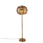 Vintage vloerlamp antiek goud 45 cm 2-lichts - Linden, Nieuw, Overige materialen, Klassiek / Antiek, 150 tot 200 cm