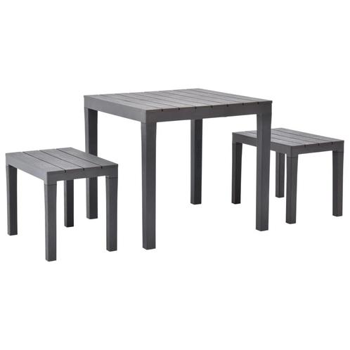 vidaXL Tuintafel met 2 banken kunststof bruin, Tuin en Terras, Tuinsets en Loungesets, Nieuw, 3 zitplaatsen, Textileen, Verzenden