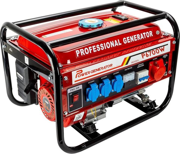 Benzine Aggregaat 6700W (8,4 kVA), Doe-het-zelf en Verbouw, Aggregaten, Benzine, Nieuw, Elektrisch startend, Geluidgedempt, 5 tot 10 kVA