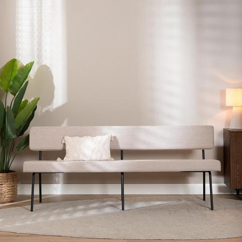 40% Korting: Scandinavische eetkamerbank Espen beige, Huis en Inrichting, Stoelen, Zo goed als nieuw, Stof, Ophalen