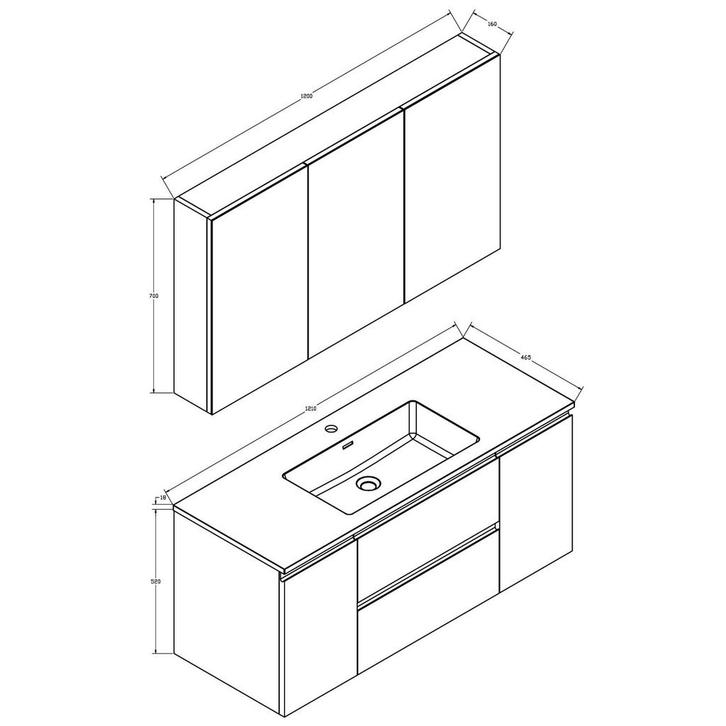 Badkamermeubelset Sanimar Genua 120 cm Inclusief Spiegelkast, Huis en Inrichting, Badkamer | Badkamermeubels, Ophalen of Verzenden