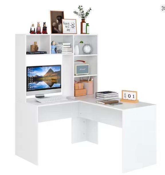 L-Vormig Hoekbureau met Planken – 124,7×107,8×152,5 cm, Huis en Inrichting, Bureaus, Nieuw, Verzenden