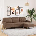 vidaXL Driezitsbank met voetenbank 210 cm stof bruin, Verzenden, Nieuw, Driepersoons, Stof