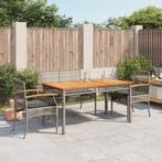 vidaXL 4-delige Tuinset met kussens poly rattan grijs, Tuin en Terras, 4 zitplaatsen, Nieuw, Tuinset, Verzenden