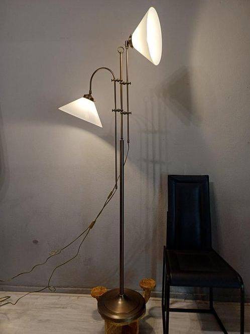 Staande lamp - Glas, Messing - Verstelbaar, Antiek en Kunst, Curiosa en Brocante