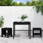 vidaXL 3-delige Bistroset massief grenenhout zwart, Tuin en Terras, Verzenden, Nieuw, 3 zitplaatsen