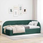 vidaXL Hoekbedframe met hoofdeinde Donkergroen 90 x 190 cm, Verzenden, Nieuw, Groen, Stof
