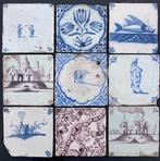 Tegel - Antieke tegels met een grote vliegende vis,, Antiek en Kunst