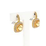 18 Krt. Gouden oorstekers met citrien en diamant | 0,24 ct., Gebruikt, Overige kleuren, Ophalen of Verzenden, Met edelsteen