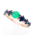 Ring - 14 karaat Roségoud Smaragd - Saffier - Sme 0,60 ct, Sieraden, Tassen en Uiterlijk, Ringen, Nieuw