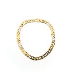18 Krt. Bicolor gouden marine schakel armband | 23 cm, Sieraden, Tassen en Uiterlijk, Armbanden, Ophalen of Verzenden, Gebruikt