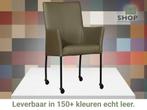 Leren eetkamerstoel Comfort met wieltjes en armleuning -, Huis en Inrichting, Stoelen, Nieuw, Leer, Ophalen of Verzenden, Eén
