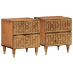 vidaXL Nachtkastjes 2 st 40x33x46 cm massief mangohout, Huis en Inrichting, Slaapkamer | Nachtkastjes, Verzenden, Nieuw, Hout