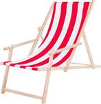Strandstoel - Ligstoel - Verstelbaar - Beukenhout - Rood Wit, Boeken, Wonen en Tuinieren, Nieuw, Verzenden