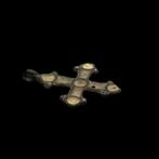Byzantijns Brons Medieval Bronze Cross Pendant with Enamel -