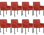 Set van 8 Rode leren moderne eetkamerstoelen - Kenia Leer Bu, Overige kleuren, Nieuw, Leer, Ophalen of Verzenden