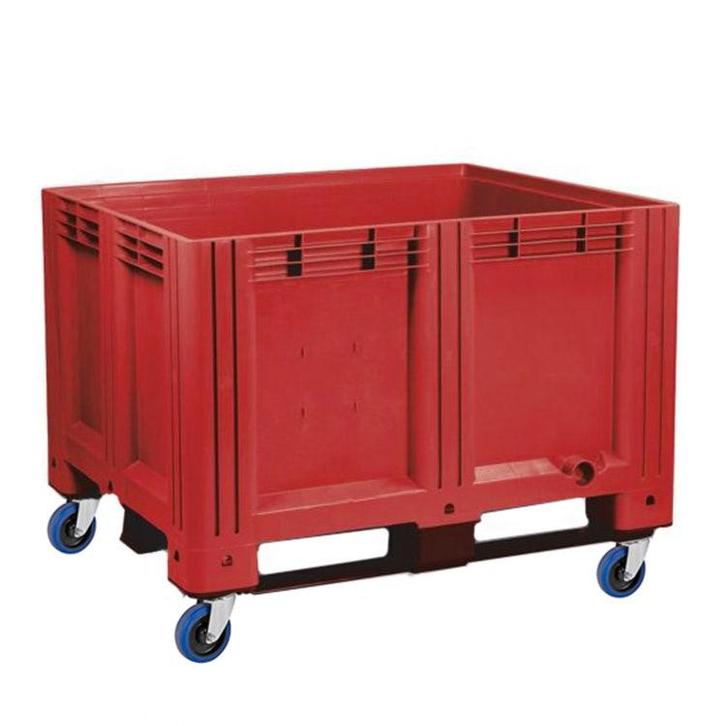 Kunststof palletbox rood 1200x1000x760 mm - 4 zwenkwielen, Zakelijke goederen, Kantoor en Winkelinrichting | Magazijn, Stelling en Opslag