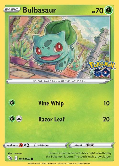 Bulbasaur 001/078 Pokémon Go, Hobby en Vrije tijd, Verzamelkaartspellen | Pokémon, Losse kaart, Nieuw, Foil, Ophalen of Verzenden