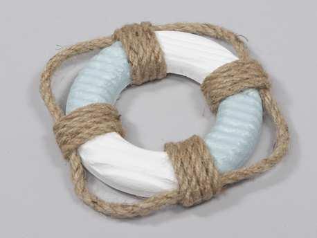 Houten reddingsboei met dik touw 11cm. Maritiem blauw/wit, Hobby en Vrije tijd, Knutselen, Nieuw, Ophalen of Verzenden