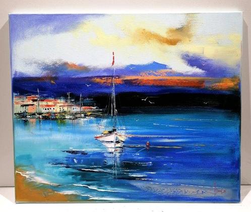 Alfred Anio (1967) - Fishing boat, Antiek en Kunst, Kunst | Schilderijen | Modern