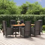 vidaXL 7-delige Tuinset met kussens poly rattan zwart, Tuin en Terras, Verzenden, Nieuw, Rotan, Tuinset