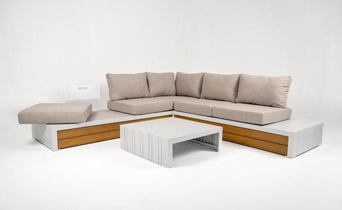 Hoek Loungeset Ibiza Aluminium Wit Beige Datho Outdoor, Tuin en Terras, Tuinsets en Loungesets, Nieuw, Verzenden