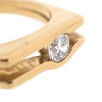 18 Krt. Gouden ring met diamant 0,22 ct. (geelgoud), Sieraden, Tassen en Uiterlijk, Ringen, Gebruikt, Overige kleuren, Heer, Ophalen of Verzenden