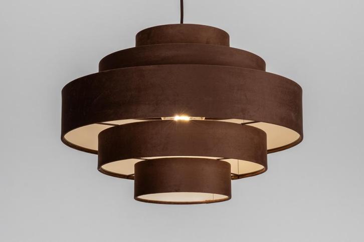 Rietveld Hanglampen - Bruin - Stof, Metaal, Huis en Inrichting, Lampen | Hanglampen, Verzenden