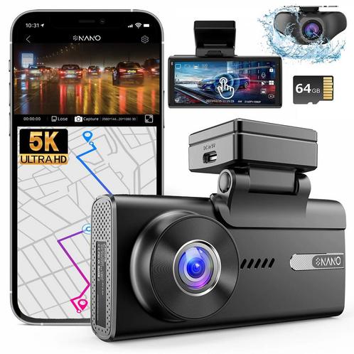 Nanocam M93 Pro 5K Touch | Wifi | GPS | 64gb dashcam, Auto diversen, Dashcams, Nieuw, Verzenden