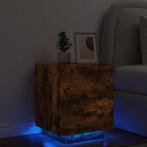 vidaXL nachtkastje met LED-verlichting bewerkt hout gerookt, Huis en Inrichting, Slaapkamer | Nachtkastjes, Verzenden, Nieuw