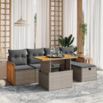 vidaXL 6-delige Loungeset met kussens poly rattan grijs, Verzenden, Nieuw, Rotan, Loungeset